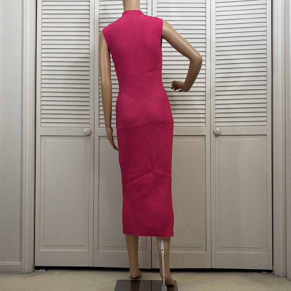 Acler Rickman Midi Ribbed Berry Pink Dress Size 6 - Picture 12 of 16